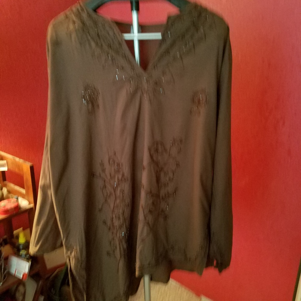 Beautiful Beaded 100% Cotton Asymmetrical top 2x